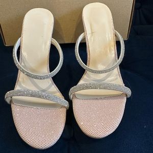 Strappy clear heel pumps